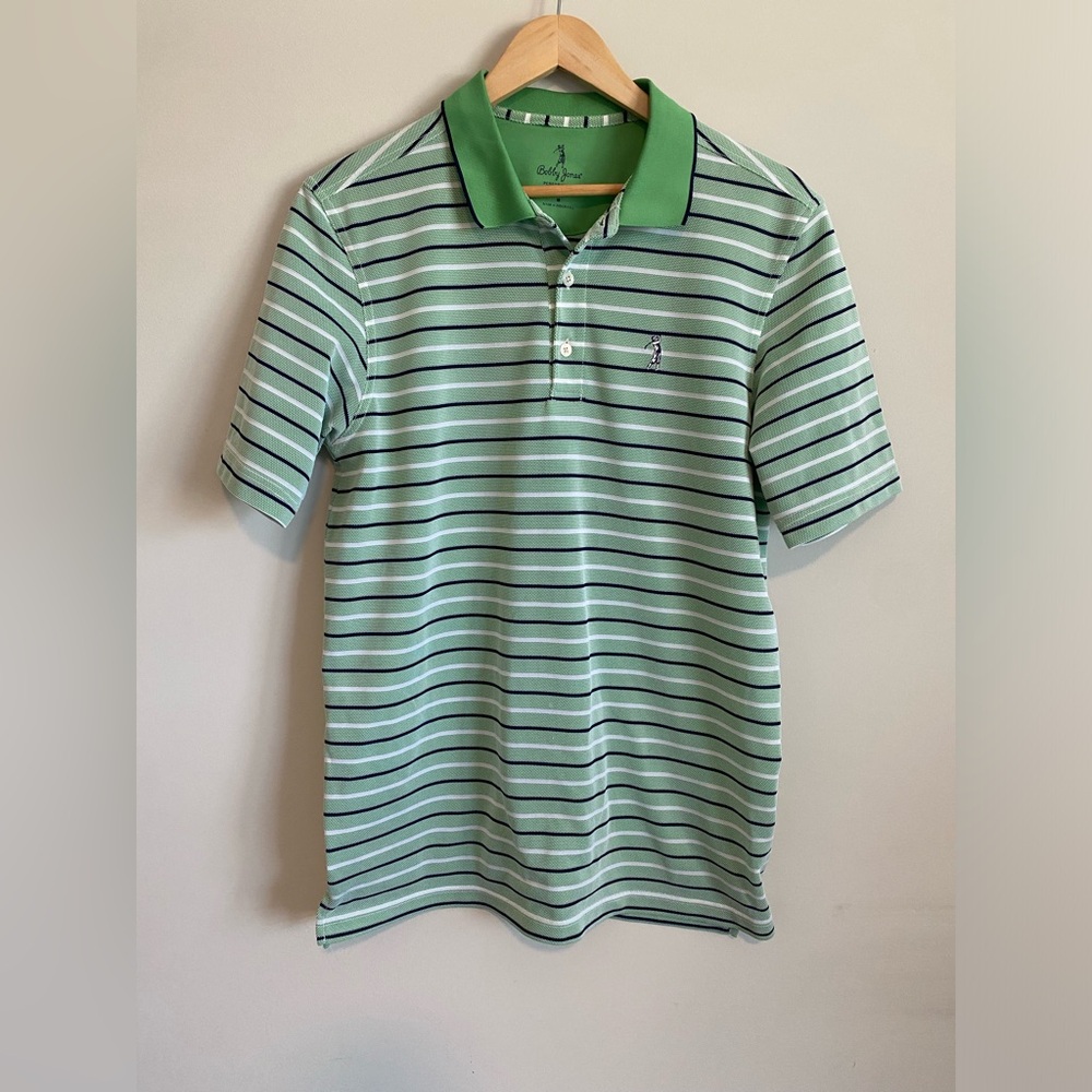 Bobby Jones Mint Green Striped Golf Polo